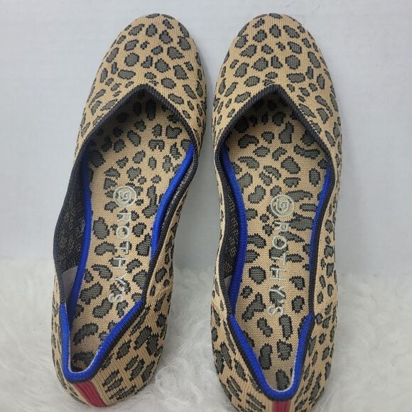 Rothy's The Flat Leopard Animal Print Knit Fabric Slip On Womens Shoes Size 8 - Picture 8 of 9